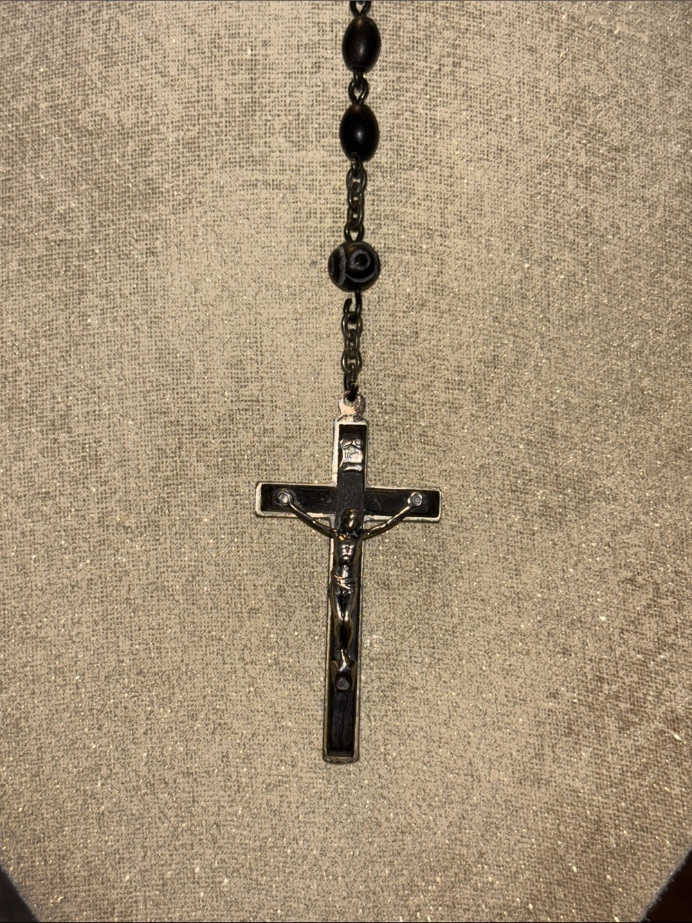 Vintage sterling silver black bead rosary made in Italy